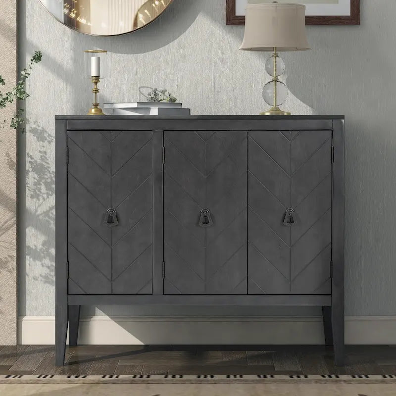 White / Brown / Blue / Grey 3-Door Vintage Sideboard Cabinet