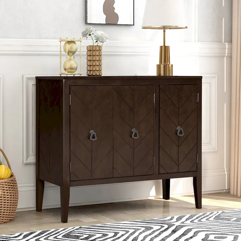 White / Brown / Blue / Grey 3-Door Vintage Sideboard Cabinet