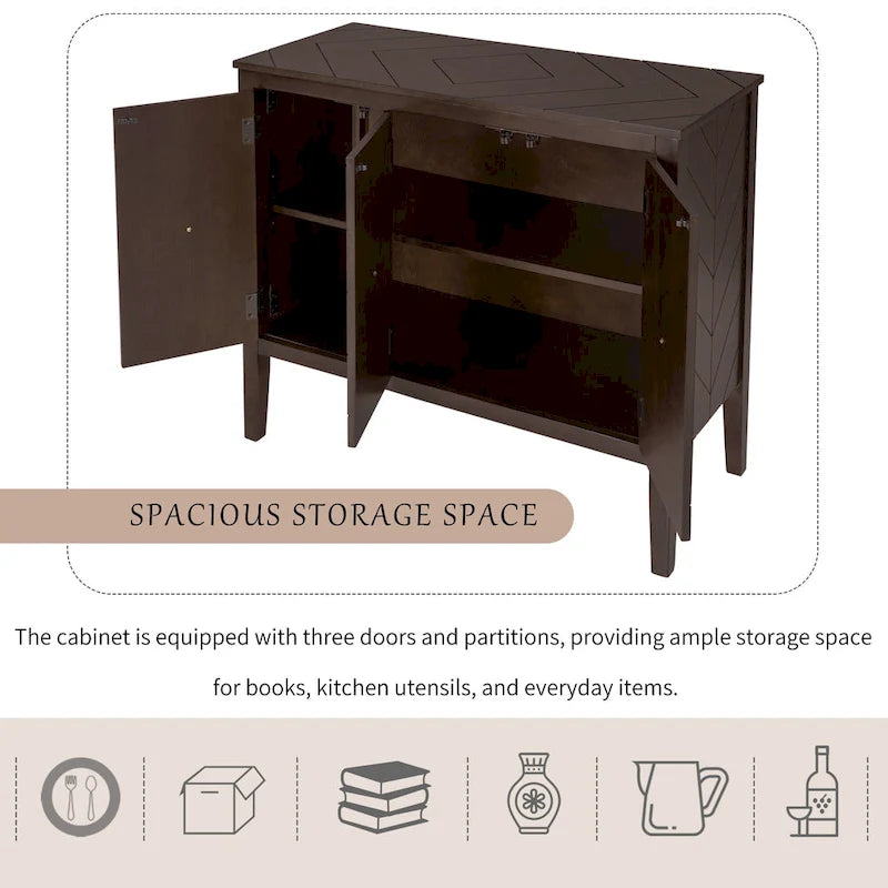 White / Brown / Blue / Grey 3-Door Vintage Sideboard Cabinet