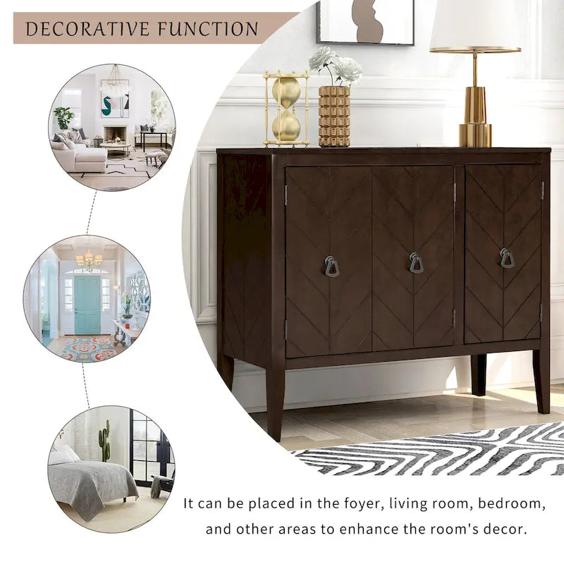 White / Brown / Blue / Grey 3-Door Vintage Sideboard Cabinet