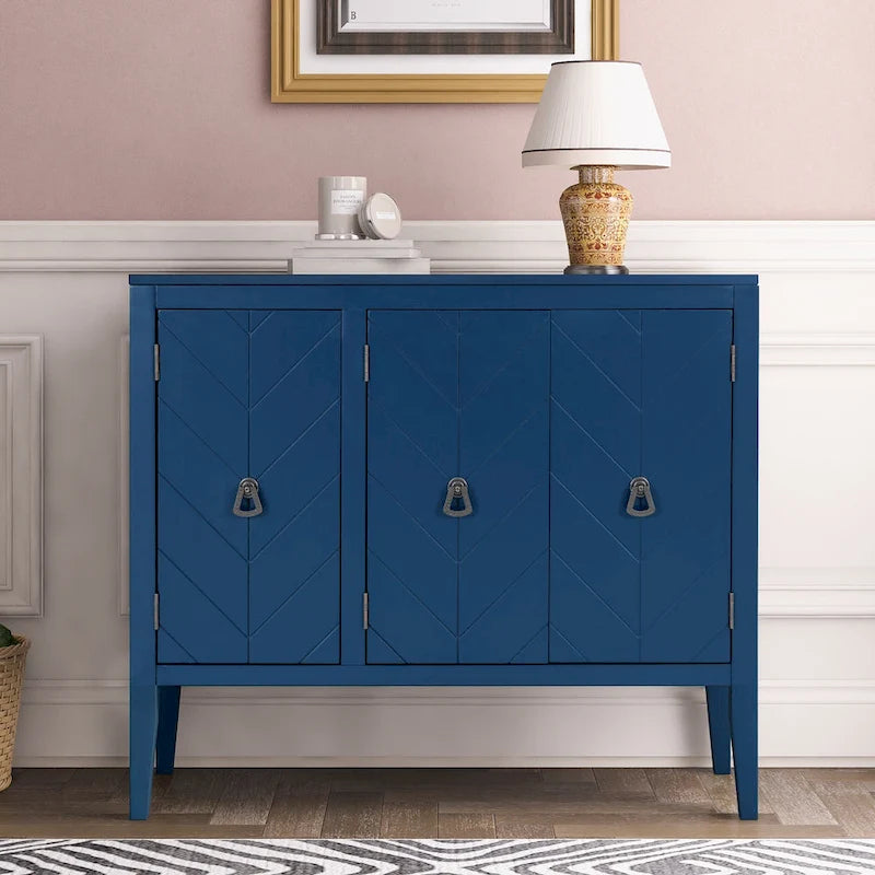 White / Brown / Blue / Grey 3-Door Vintage Sideboard Cabinet