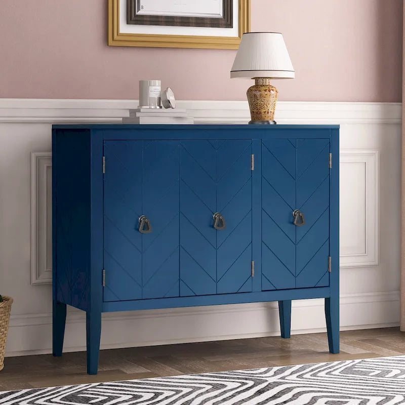 White / Brown / Blue / Grey 3-Door Vintage Sideboard Cabinet