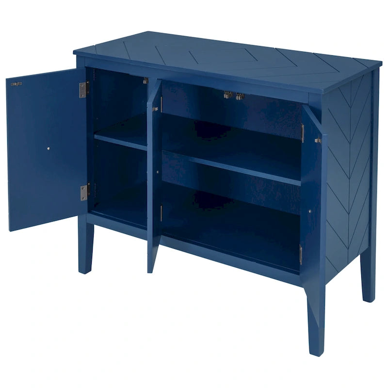 White / Brown / Blue / Grey 3-Door Vintage Sideboard Cabinet