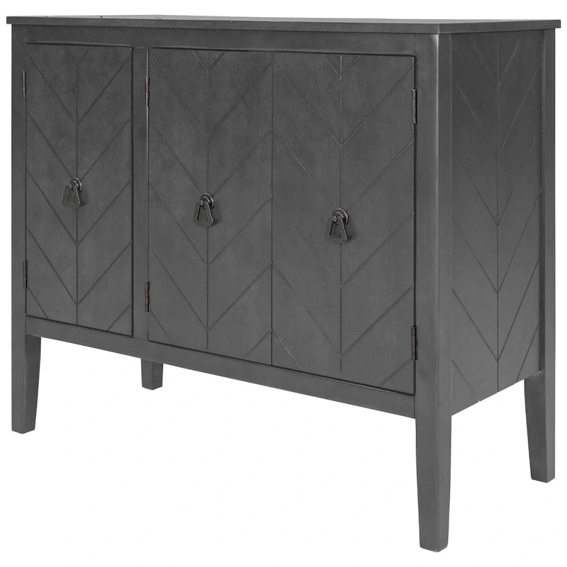 White / Brown / Blue / Grey 3-Door Vintage Sideboard Cabinet