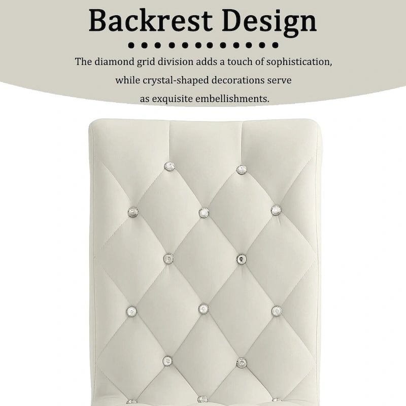 White Velvet Button-Tufted Dining Chair with Gold Legs, Set of 2/4/6