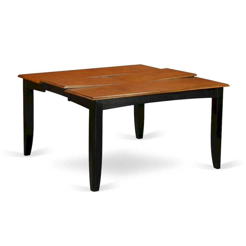 Black & Cherry Square Dining Table Set with Butterfly Leaf, 4/6/8 Persons