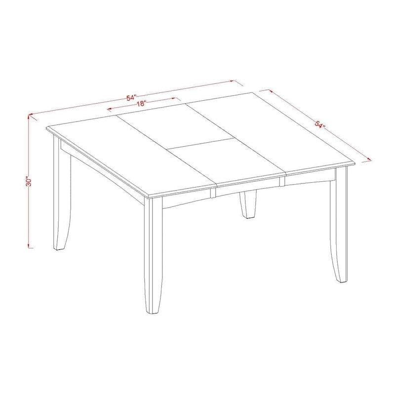 Black & Cherry Square Dining Table Set with Butterfly Leaf, 4/6/8 Persons