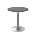 Grey / White / Black Round Sintered Stone Dining Table, Steel Pedestal Base