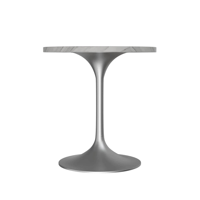 Grey / White / Black Round Sintered Stone Dining Table, Steel Pedestal Base