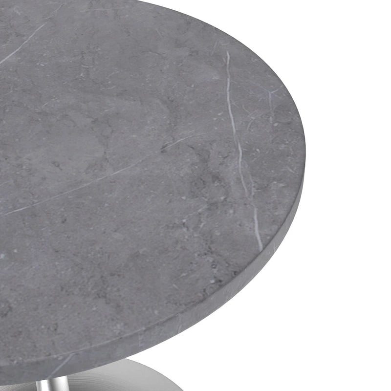 Grey / White / Black Round Sintered Stone Dining Table, Steel Pedestal Base
