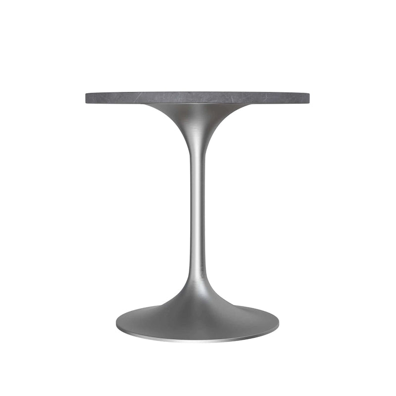Grey / White / Black Round Sintered Stone Dining Table, Steel Pedestal Base