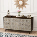 Brown / Black 4-Door Vintage Sideboard Buffet Cabinet
