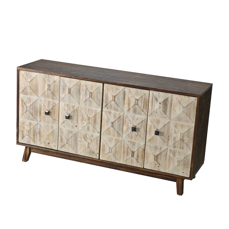Brown / Black 4-Door Vintage Sideboard Buffet Cabinet