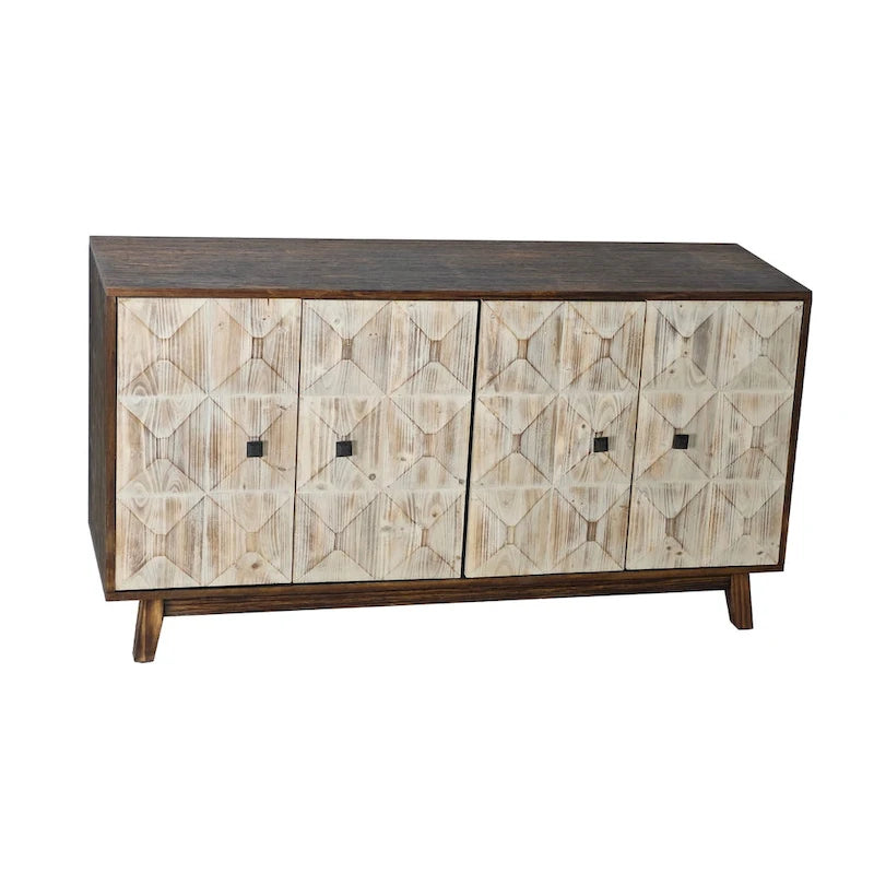 Brown / Black 4-Door Vintage Sideboard Buffet Cabinet
