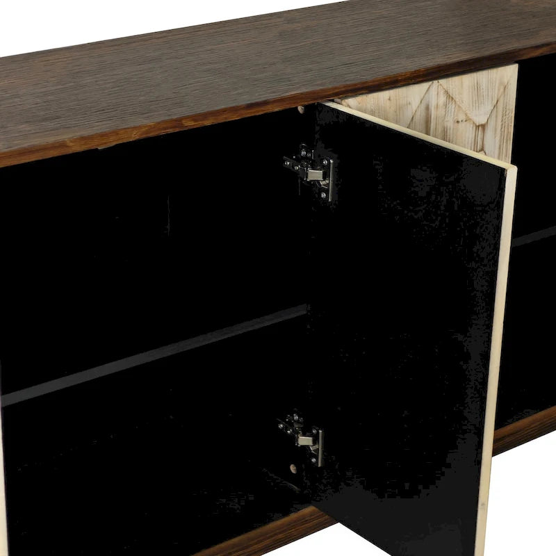 Brown / Black 4-Door Vintage Sideboard Buffet Cabinet