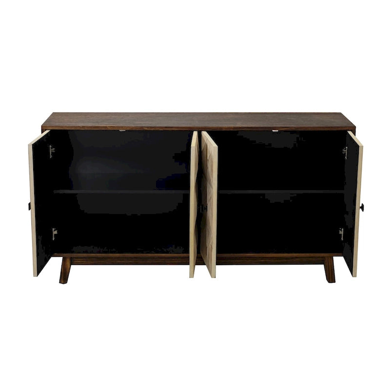 Brown / Black 4-Door Vintage Sideboard Buffet Cabinet