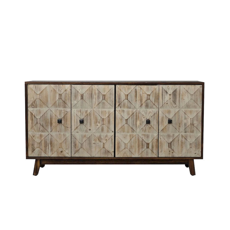 Brown / Black 4-Door Vintage Sideboard Buffet Cabinet