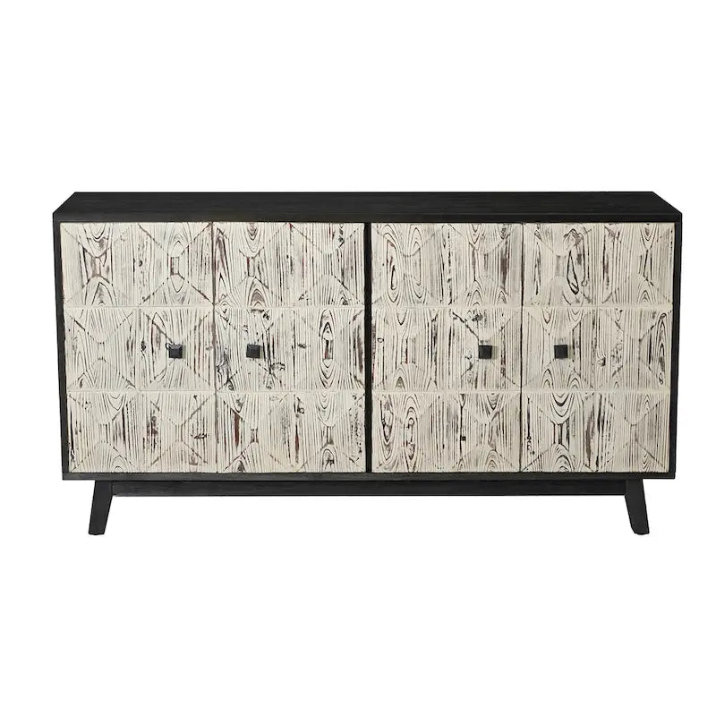 Brown / Black 4-Door Vintage Sideboard Buffet Cabinet