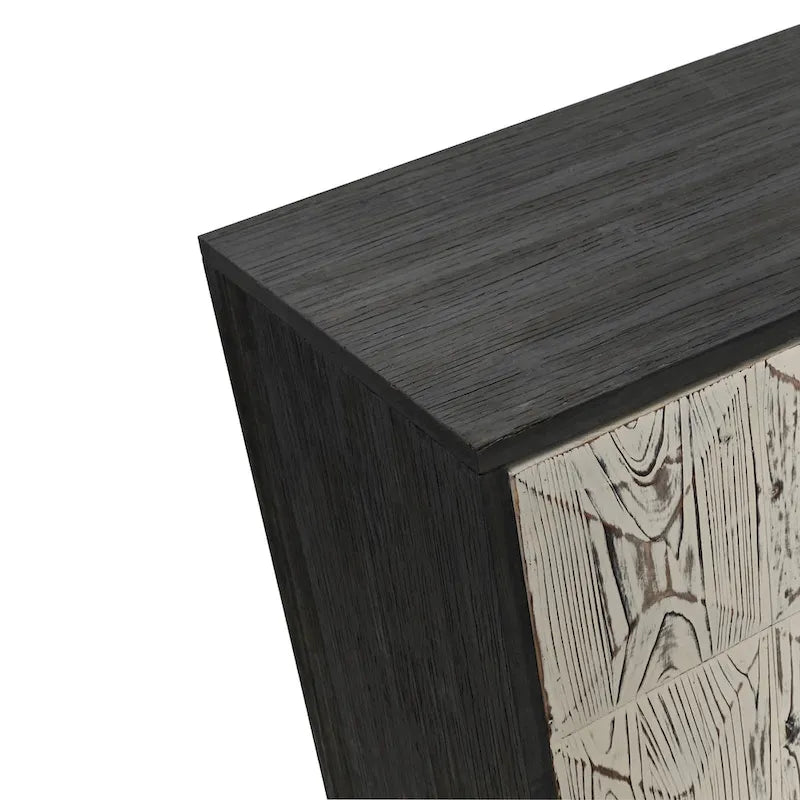 Brown / Black 4-Door Vintage Sideboard Buffet Cabinet