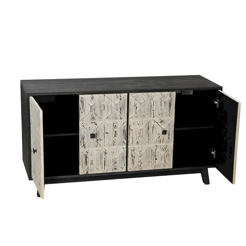 Brown / Black 4-Door Vintage Sideboard Buffet Cabinet