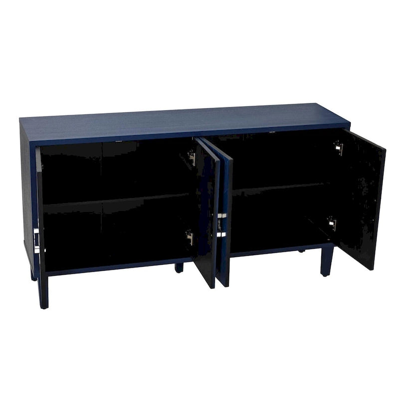 Blue / Grey 4-Door Storage Cabinet, Contemporary Style