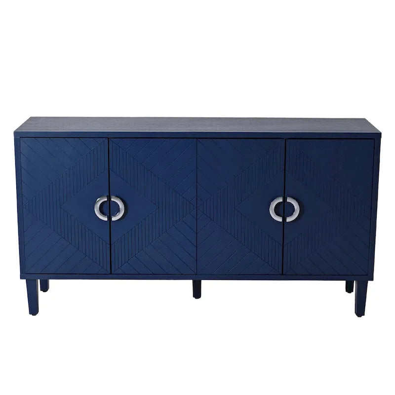 Blue / Grey 4-Door Storage Cabinet, Contemporary Style