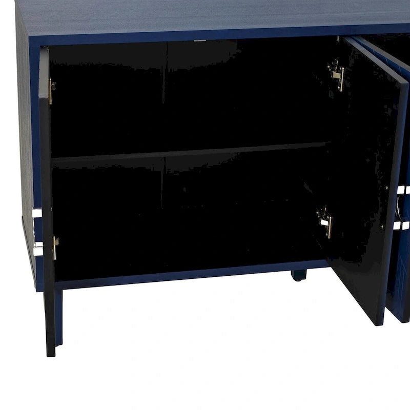 Blue / Grey 4-Door Storage Cabinet, Contemporary Style