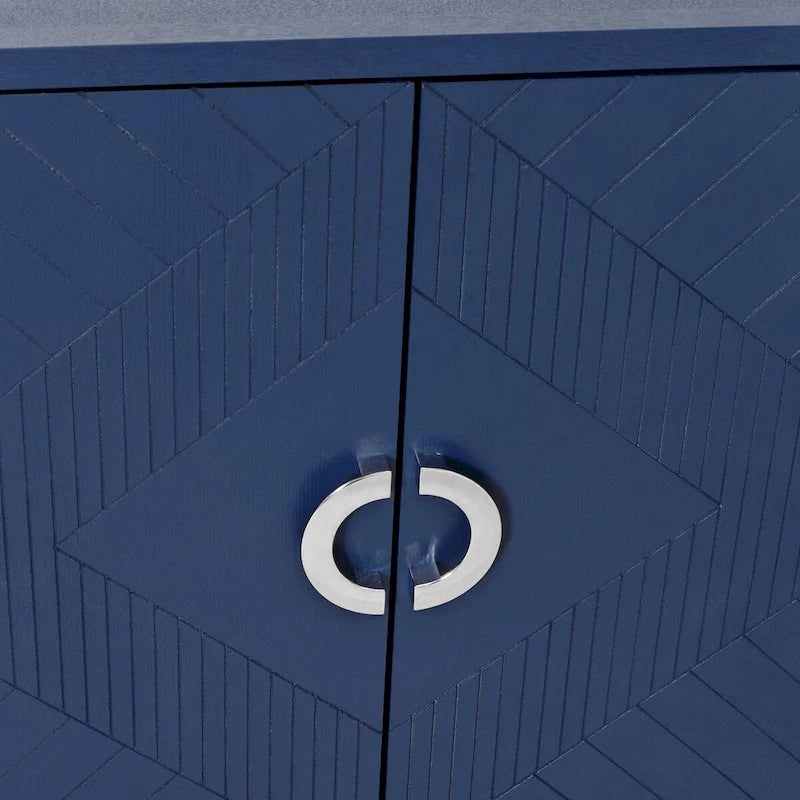 Blue / Grey 4-Door Storage Cabinet, Contemporary Style