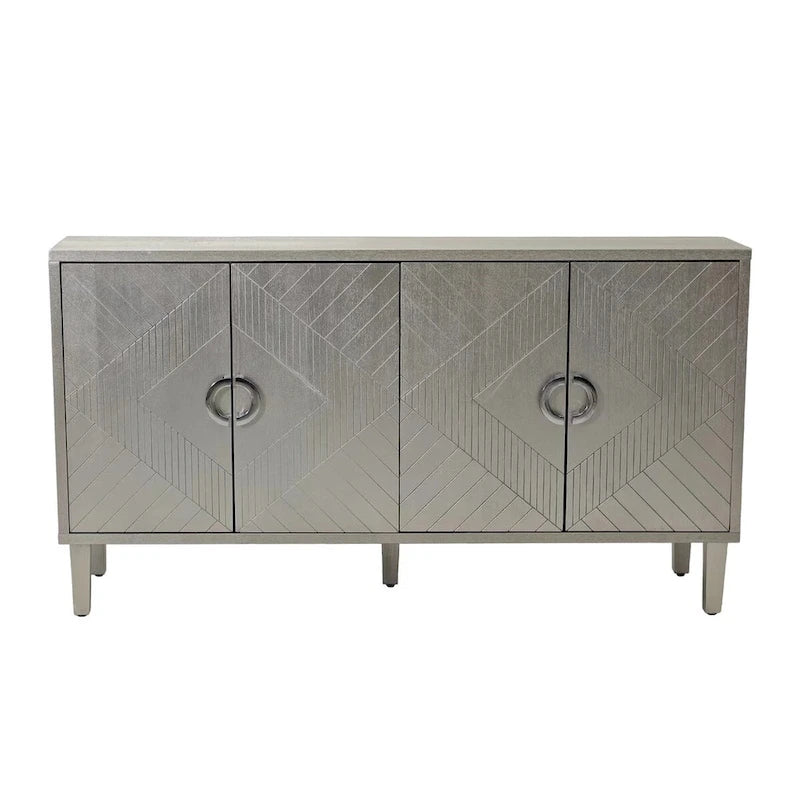 Blue / Grey 4-Door Storage Cabinet, Contemporary Style