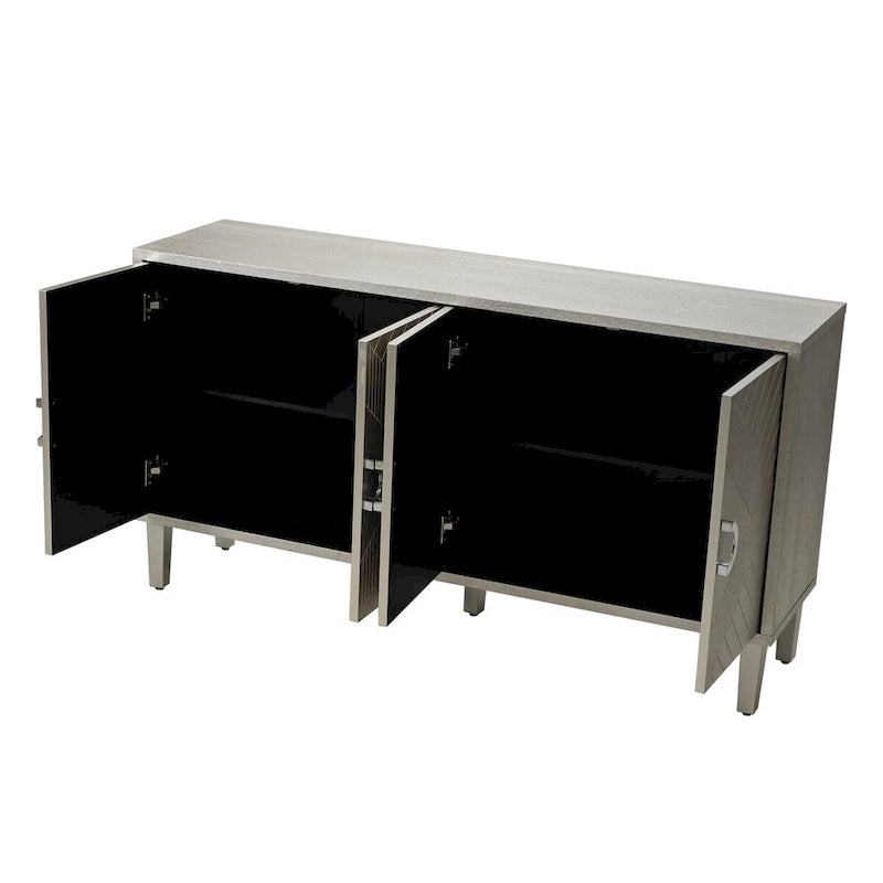 Blue / Grey 4-Door Storage Cabinet, Contemporary Style