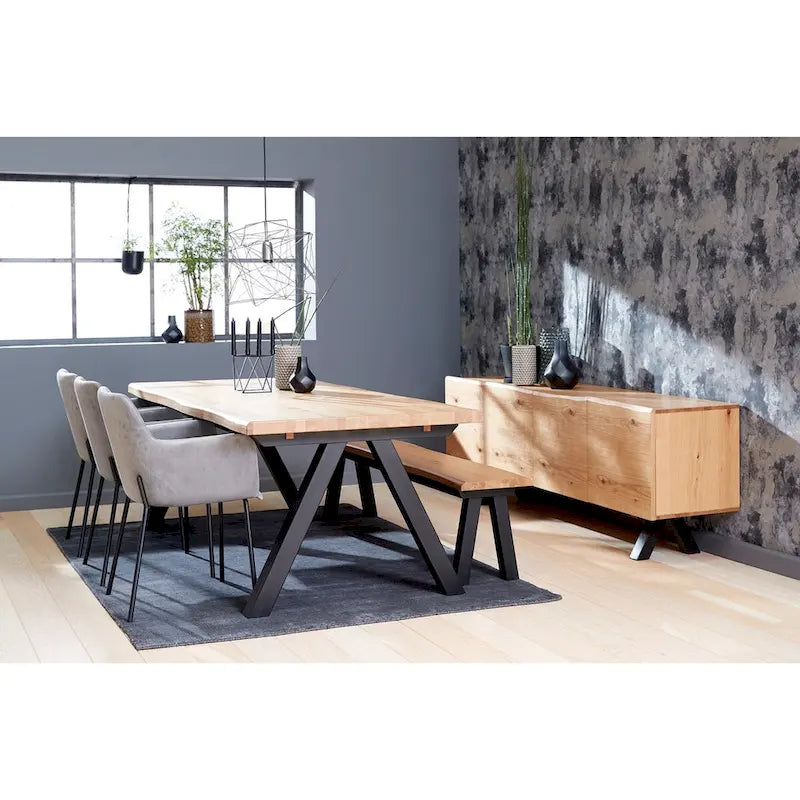 Wild Oak & Black Wavy Edge Dining Table, Seats 6–8