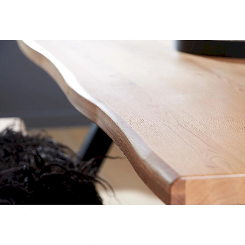 Wild Oak & Black Wavy Edge Dining Table, Seats 6–8