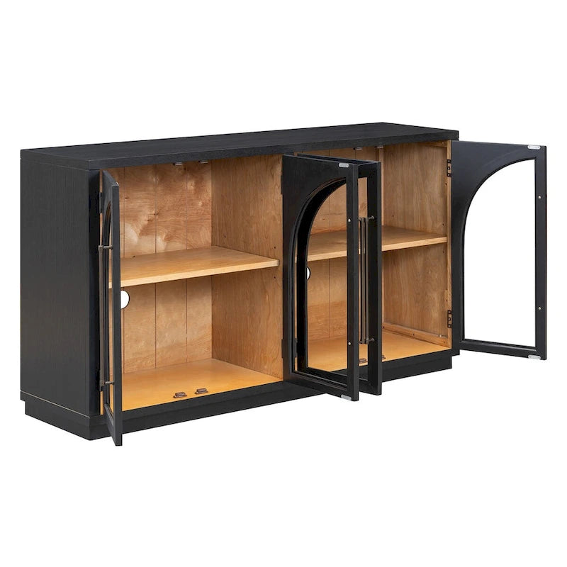 Navy / Black 4-Door Retro Sideboard with Adjustable Shelves