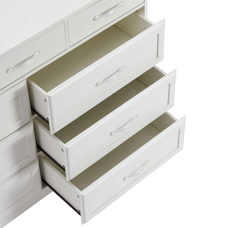 Black / White 9-Drawer Long Dresser, Farmhouse Style