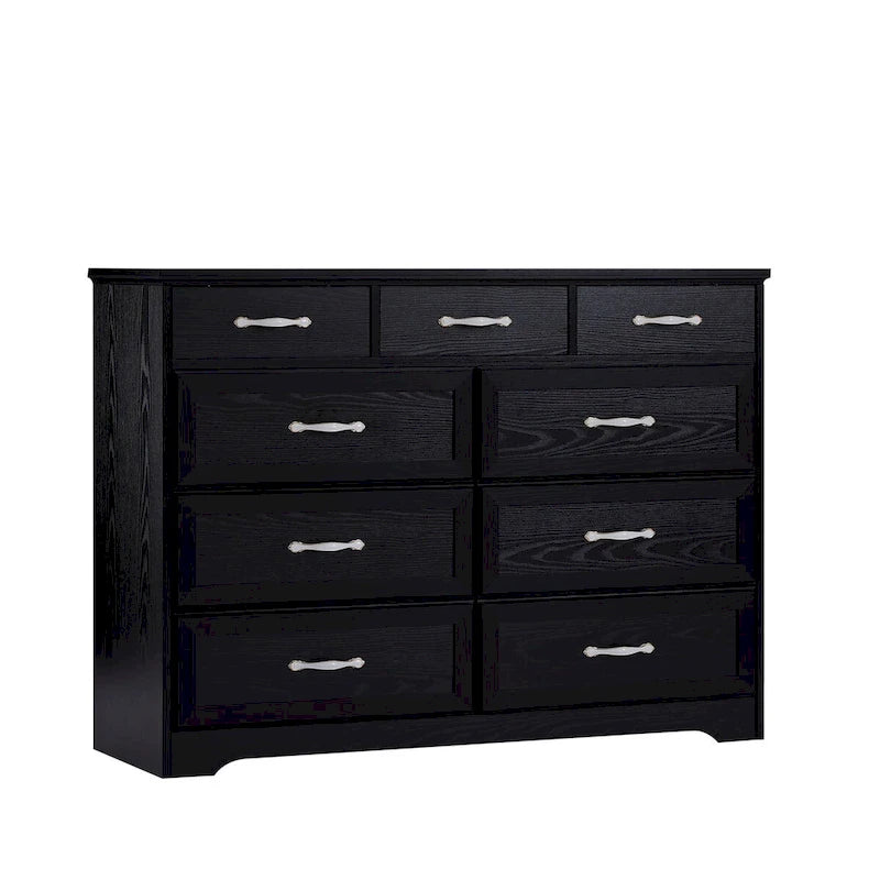 Black / White 9-Drawer Long Dresser, Farmhouse Style