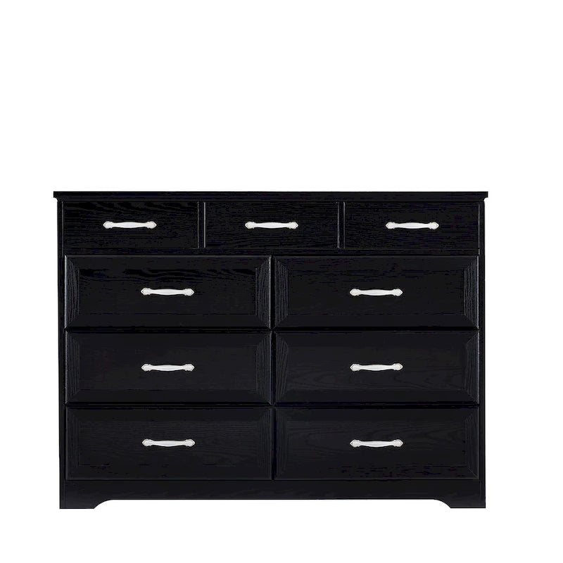 Black / White 9-Drawer Long Dresser, Farmhouse Style