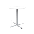 Round Pub Bar Table, Laminate Top with Silver Powder-Coated Base