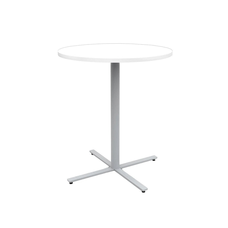 Round Pub Bar Table, Laminate Top with Silver Powder-Coated Base