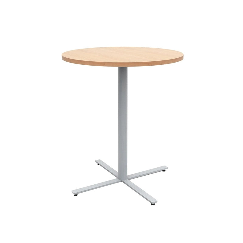 Round Pub Bar Table, Laminate Top with Silver Powder-Coated Base