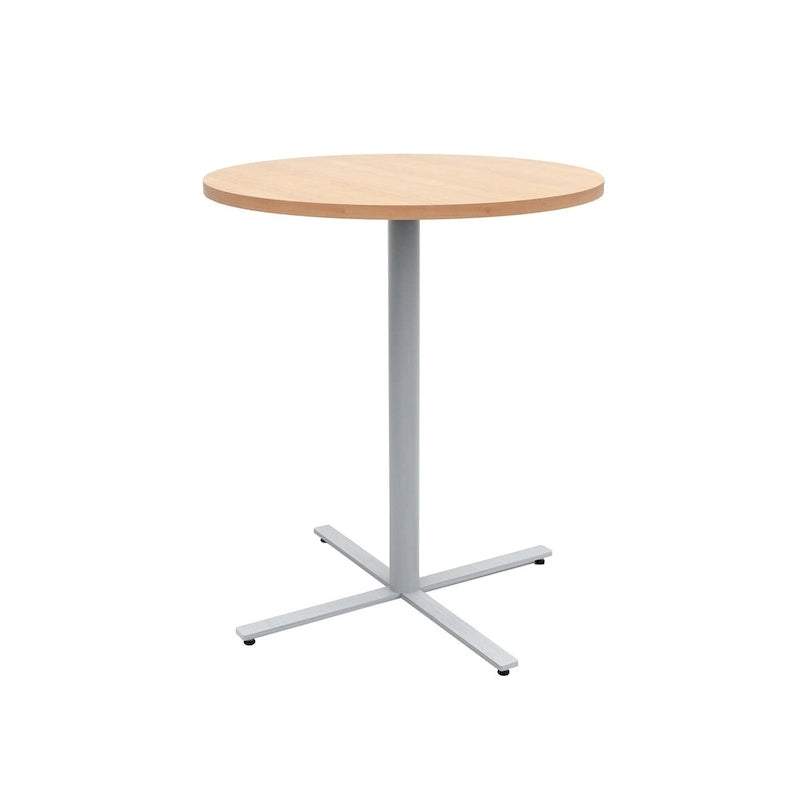 Round Pub Bar Table, Laminate Top with Silver Powder-Coated Base