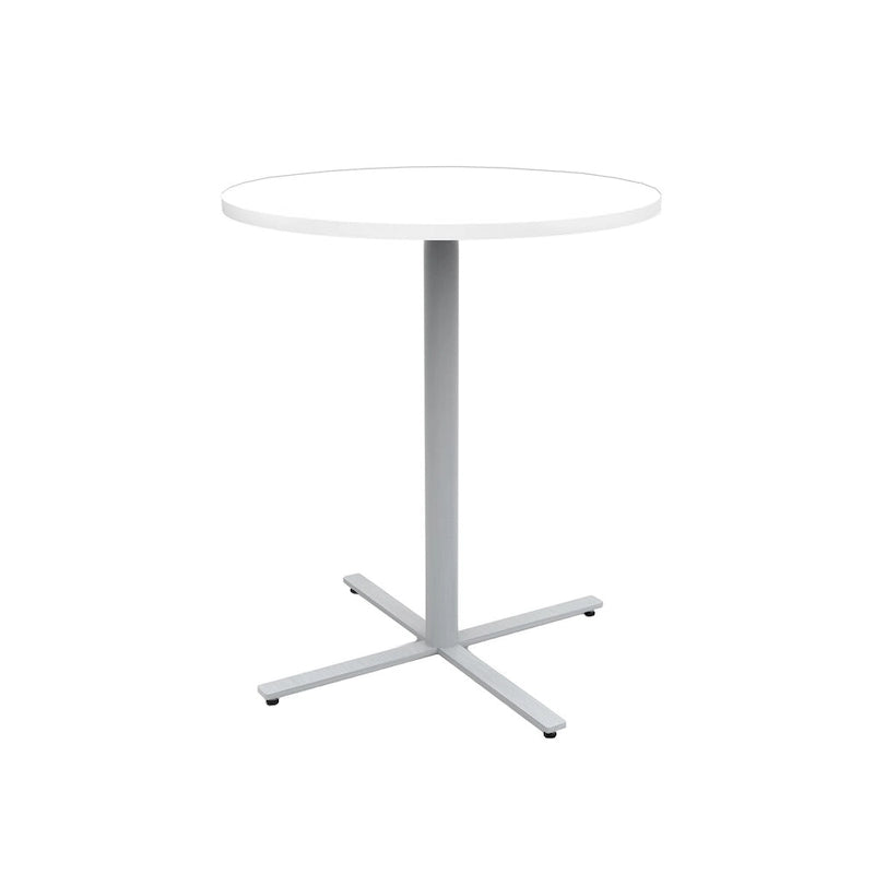 Round Pub Bar Table, Laminate Top with Silver Powder-Coated Base