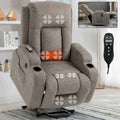 Fauteuil inclinable releveur électrique, Fauteuil de massage moderne à moteur unique avec chauffage lombaire, port de chargement USB, porte-gobelets