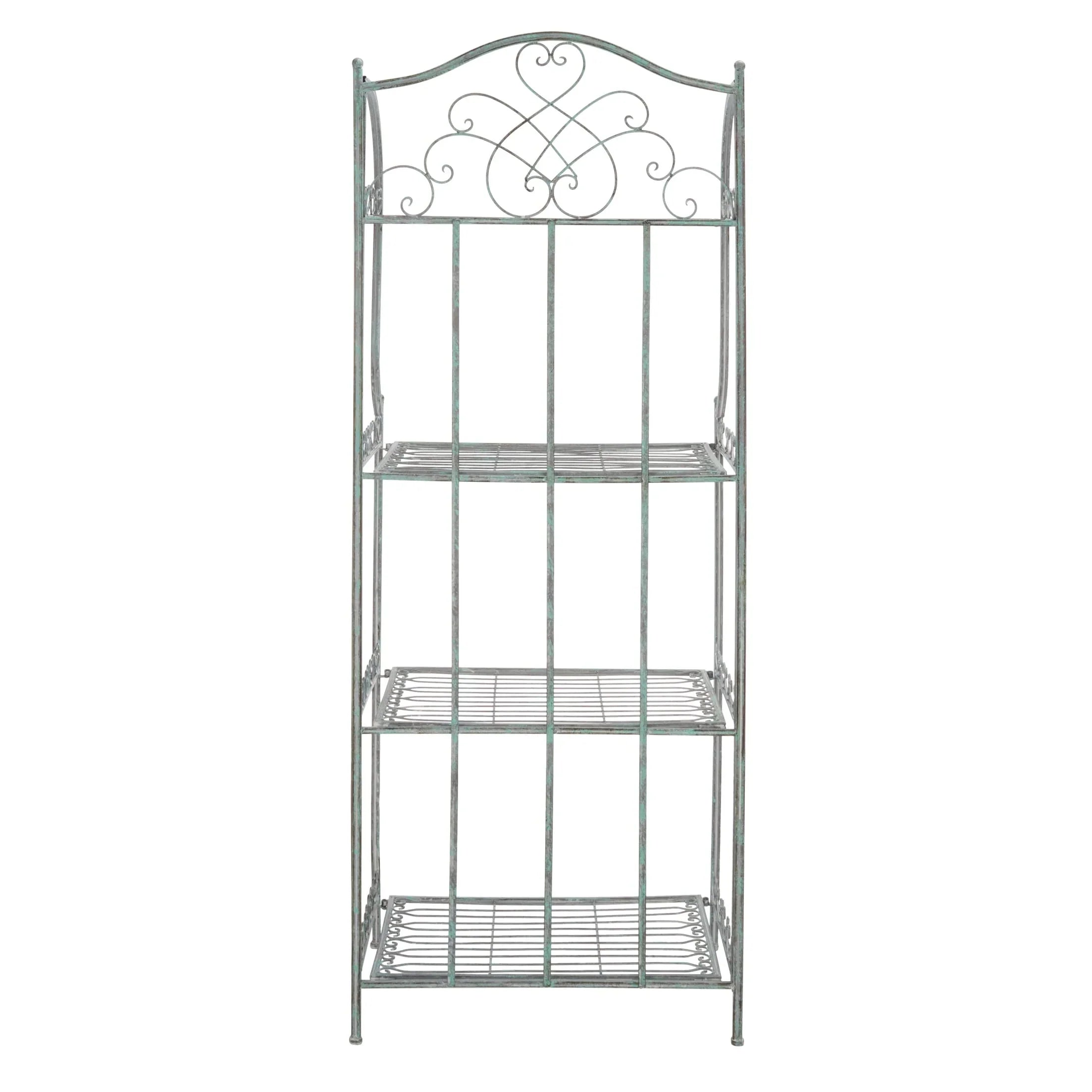 SAFAVIEH Bryn Étagère de boulanger d'extérieur victorienne en fer forgé à 4 niveaux - 63,5 cm l x 38,1 cm P x 160 cm H - 25L x 15P x 63H