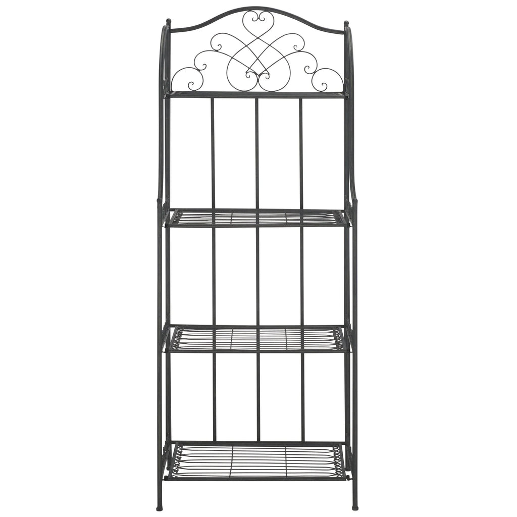 SAFAVIEH Bryn Étagère de boulanger d'extérieur victorienne en fer forgé à 4 niveaux - 63,5 cm l x 38,1 cm P x 160 cm H - 25L x 15P x 63H