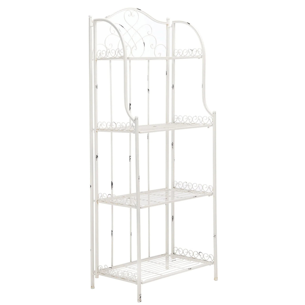 SAFAVIEH Bryn Étagère de boulanger d'extérieur victorienne en fer forgé à 4 niveaux - 63,5 cm l x 38,1 cm P x 160 cm H - 25L x 15P x 63H